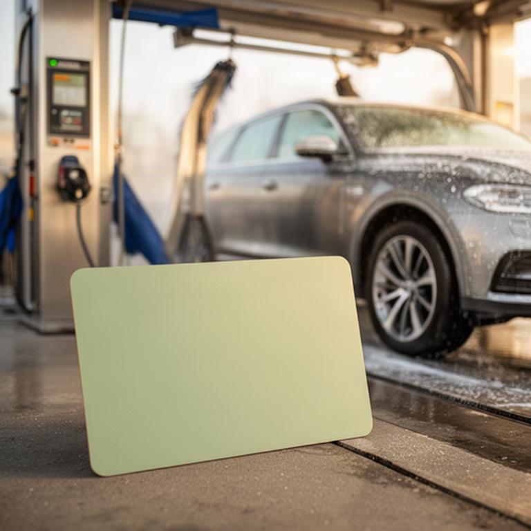 Tarjeta de bono para cinco lavados junto a las máquinas automáticas de limpieza