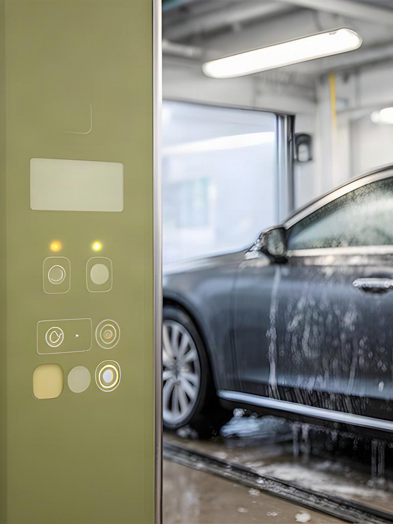 Panel de selección de programas en un autolavado automático de Sagunto
